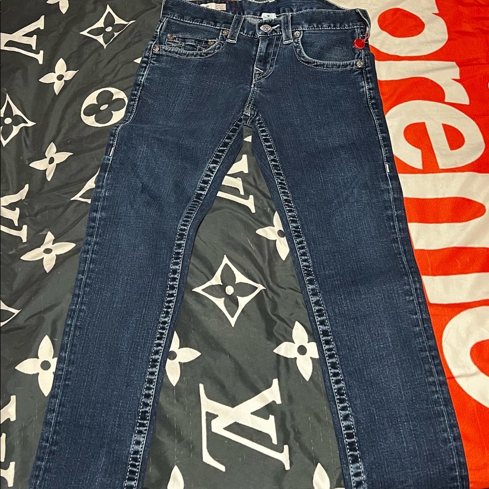 Mens dark blue true religion jeans